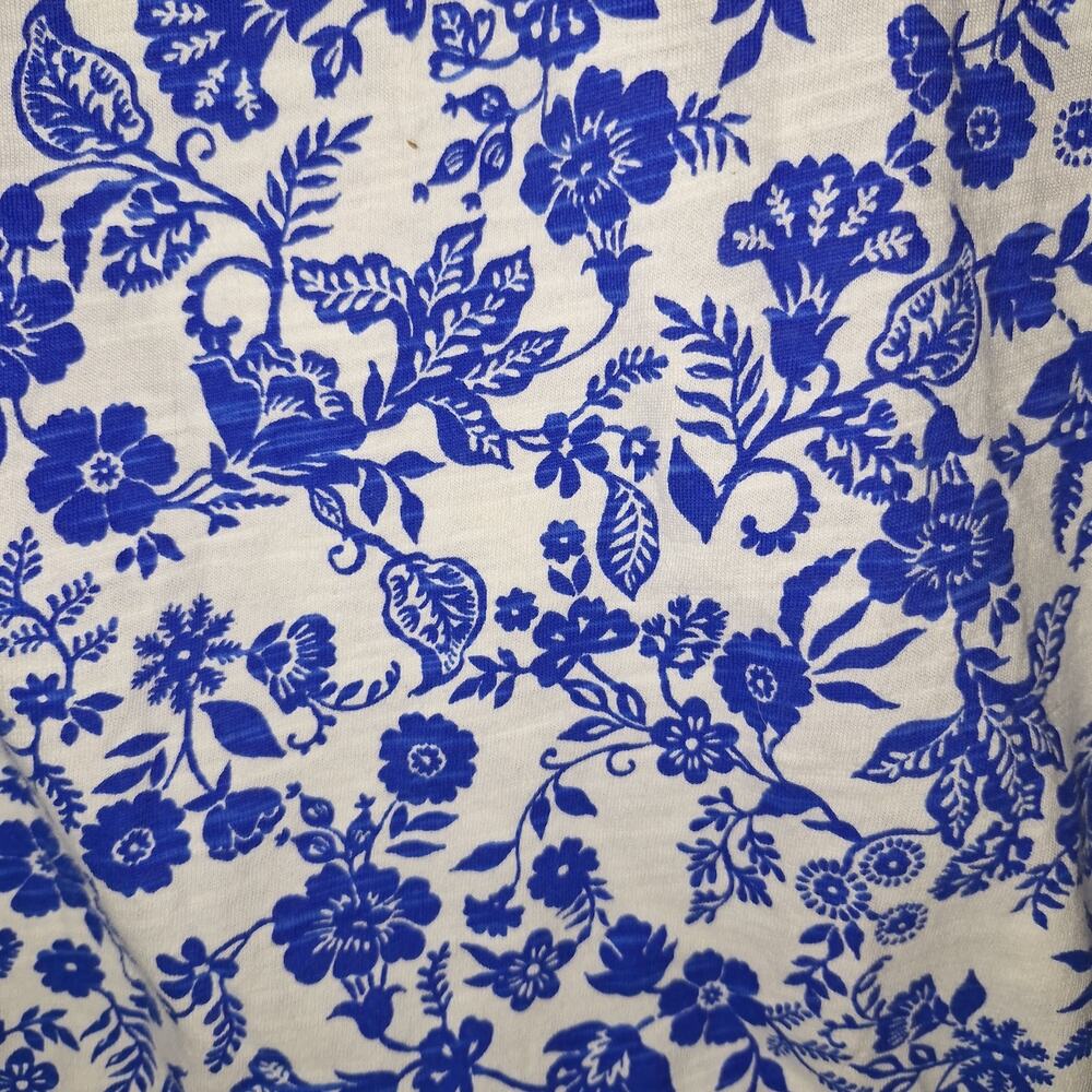 Lands End Tunic Womens Sz M Blue Floral Damask Pattern Peasant Top Boho Chic EUC - Picture 12 of 12